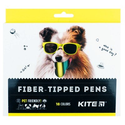 Фломастери 18 кольорів Kite K22-448 Dogs в картонній коробці