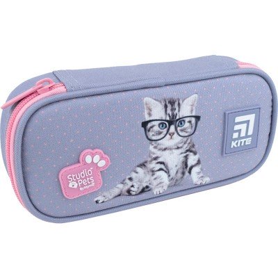 Пенал 1 відділення Kite SP22-662-2 Studio Pets сіро - рожевий м'який