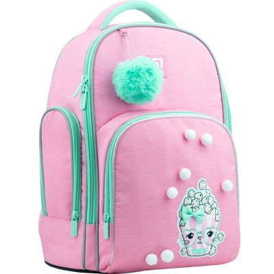 Рюкзак шкільний Kite K22-706M-1 Education каркасний Cat Corm рожевий + зелений помпон