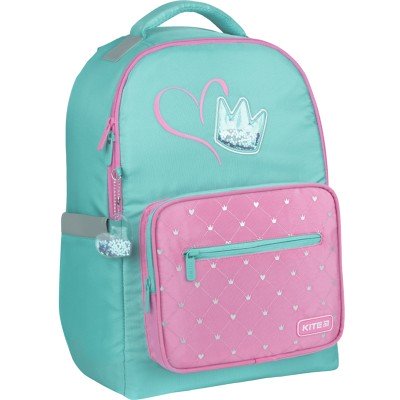 Рюкзак шкільний Kite K22-770M-3 Education каркасний Charming Crown бірюзово-рожевий + брелок