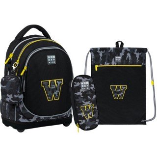 Рюкзак шкільний Kite Set WK22-724S-2 Wonder чорно-сірий+ пенал+ сумка для взуття+ брелок - гаманець
