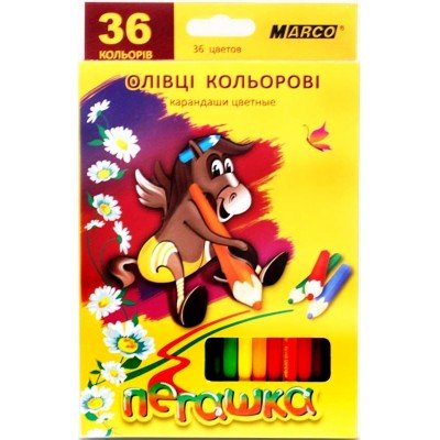 Олівці кольорові 36 штук MARCO 1010-36СВ Пегашка